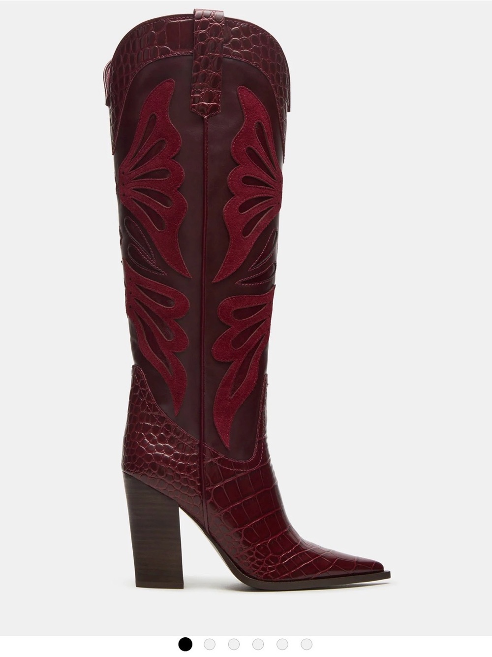 Steve Madden Women’s Burgundy Western Knee-High Boot